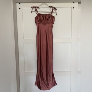 Revelry Dusty Rose Satin Maxi Dress - Brooke